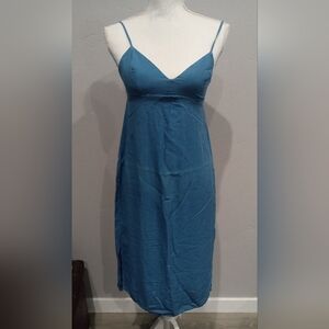 Splendid Teal Midi Dress with Spaghetti Straps